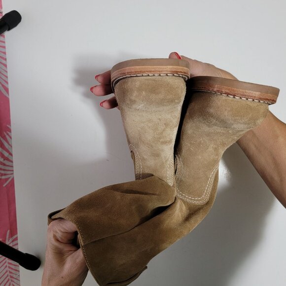 NEW Frye Campus 12R Boots Womens 8 Tan Buck Suede Western Barn Contemporary - Picture 5 of 11